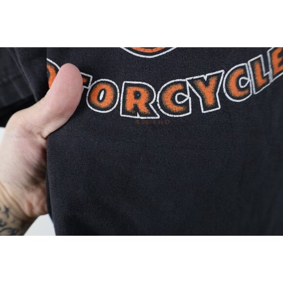 Vintage Y2K Harley Davidson Mens 2XL Faded Spell Out Big Logo T-Shirt Black - Picture 6 of 16